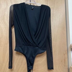 Dressy long sleeve mesh bodysuit
